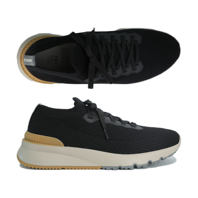 25FW 로고 탭 스니커즈 블랙 MZUWLBO253 CGN21 - Brunello Cucinelli