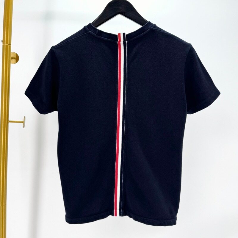 톰브라운 백삼선 여성 반팔 티셔츠 네이비 (FJS013A) - Thom Browne