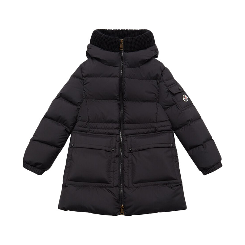 키즈 이르마 IRMA 로고 패치 니트후드 패딩자켓 블랙 1C000 12 597YW 999 - Moncler