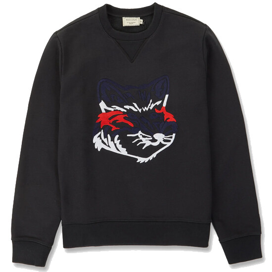 [메종키츠네] GM00339KM0017 BK 빅 폭스 패치 라운드 맨투맨 블랙 남성 맨투맨 / TJ - Maison Kitsune