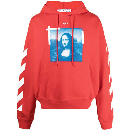 [오프화이트] OMBB037R21FLE0012501 블루 모나리자 오버 후드 레드화이트 남성 후드 / TR - Off White