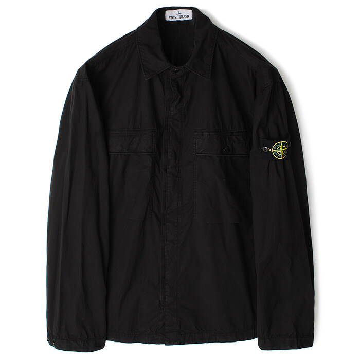 25SS 스톤 코튼 버튼 오버셔츠 블랙 K1S151200015 S0003 V0029 - Stone Island