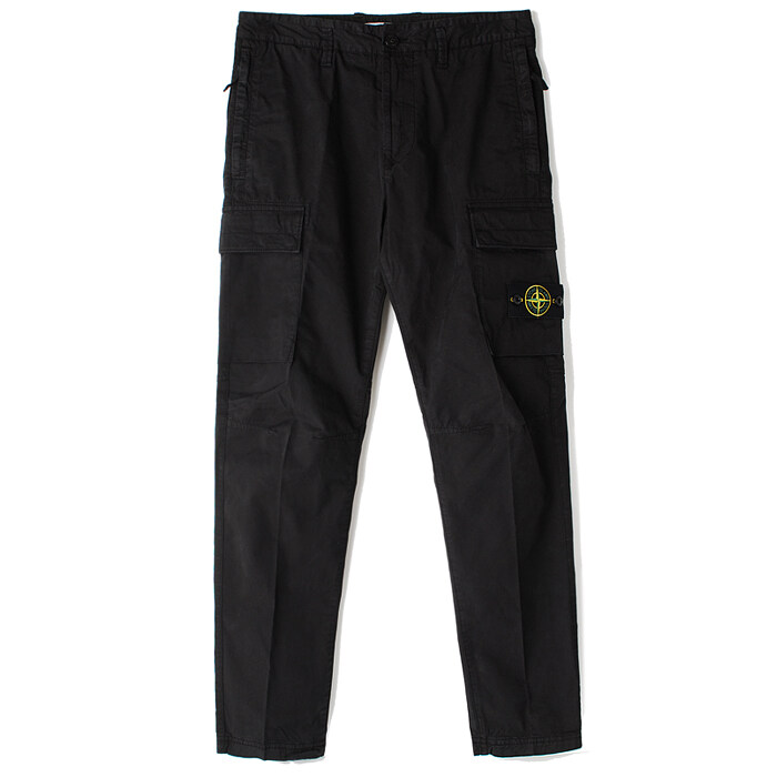 24FW 스톤 와펜 수피마코튼 카고바지 블랙 811530410 V0029 - Stone Island