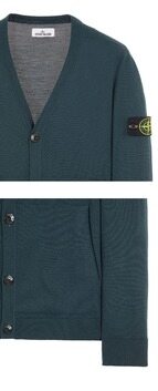 [스톤아일랜드] 22FW 7715511C4 V0057 와펜패치 브이넥 가디건 블루 그린 남성 자켓 / TJ 썸네일 4