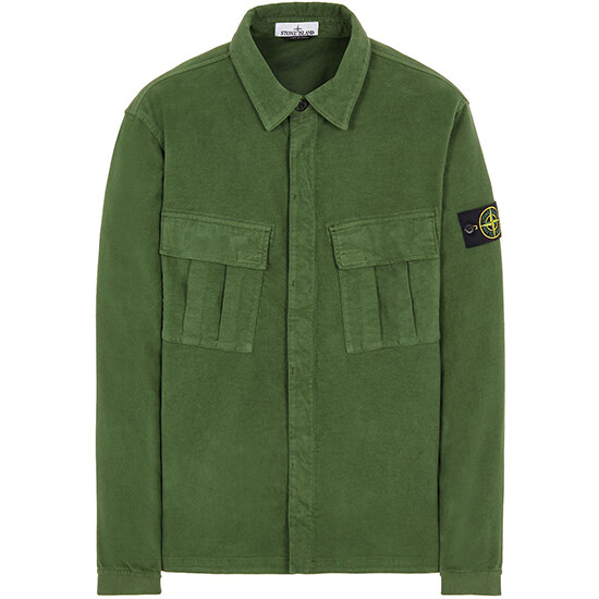 [스톤아일랜드] 22FW 771511305 V0058 와펜패치 투 포켓 셔츠 자켓 카키 남성 자켓 / TLS - Stone Island