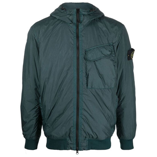 [스톤아일랜드] 22FW 771540723 V0057 와펜패치 가먼트 다이드 크링클 립스 다운 자켓 다크그린 남성 자켓 / TLS - Stone Island