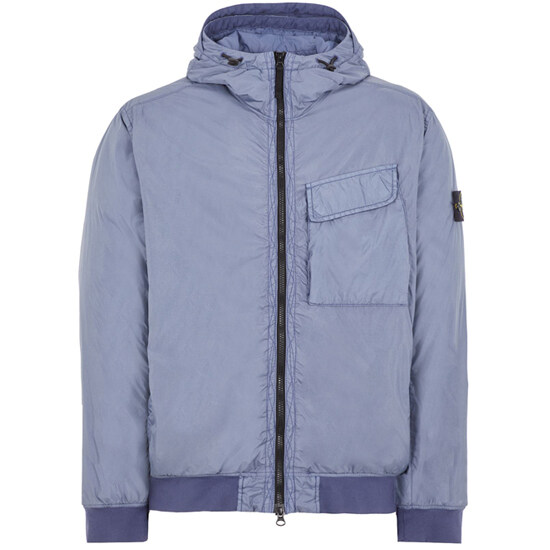 [스톤아일랜드] 22FW 771540723 V0024 와펜패치 가먼트 다이드 크링클 립스 다운 자켓 블루 네 - Stone Island