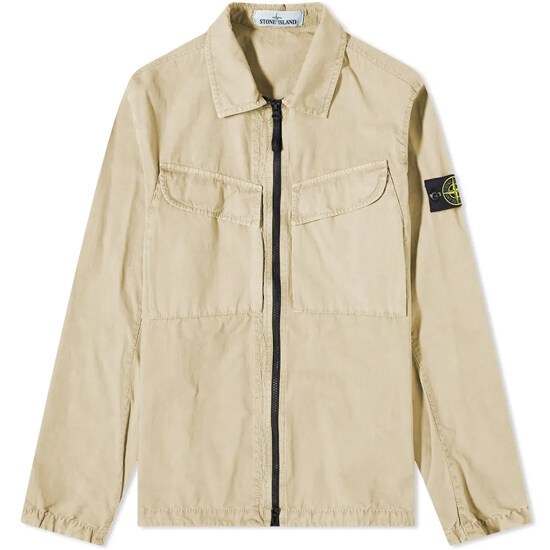 [스톤아일랜드] 22FW 7715101WN V0190 와펜패치 가먼트 포켓 오버 셔츠 베이지 남성 자켓 / TLS - Stone Island