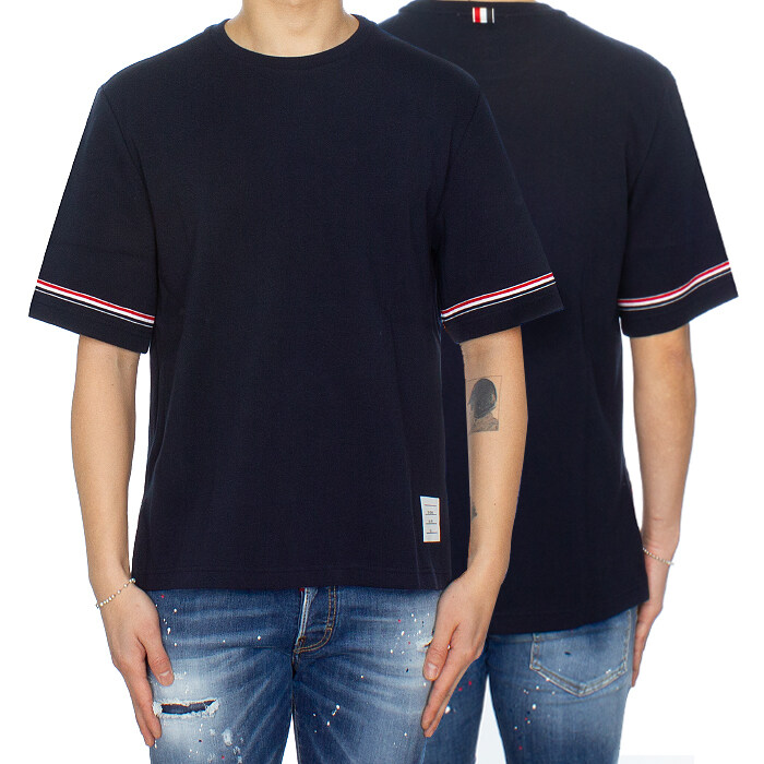 톰브라운 25SS 남성 코튼 럭비 숏 슬리브 티 MJS282A J0199 415 - Thom Browne