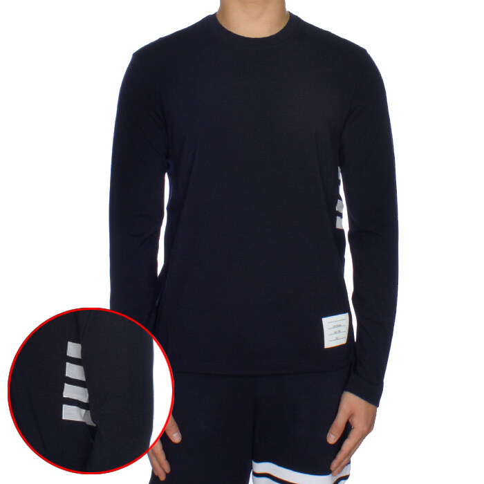 톰브라운 남성 울 사선 티셔츠 MJS218A J0084 415 - Thom Browne