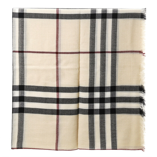 버버리 체크 울 스카프 200 스톤 8090720 - Burberry