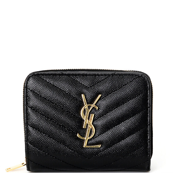 생로랑 6CC 모노그램 지퍼 반지갑 12 블랙 668288 BOW01 1000 - Saint Laurent