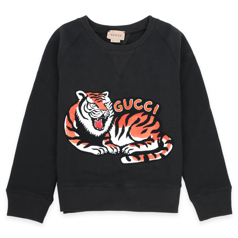 디몬트 23 S/S 구찌 키즈 칠드런 코튼 타이거 맨투맨(블랙) 711682 XJEZZ 1073 8,10A - Gucci