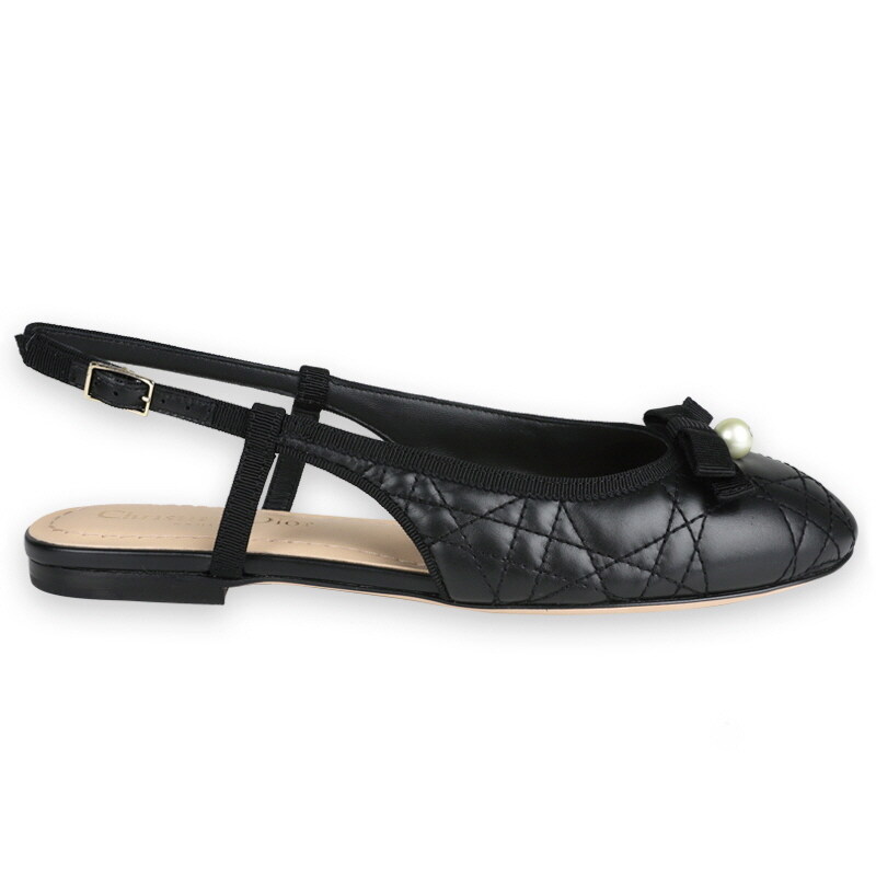 디몬트 디올 여성 CD 펄 슬링백 플랫슈즈(블랙) KCB967CQC 900 - Christian Dior