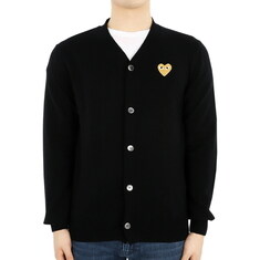 디몬트 24 S/S 꼼데가르송 남성 옐로우 하트 패치 가디건(블랙) P1 N050 BLACK 썸네일 2