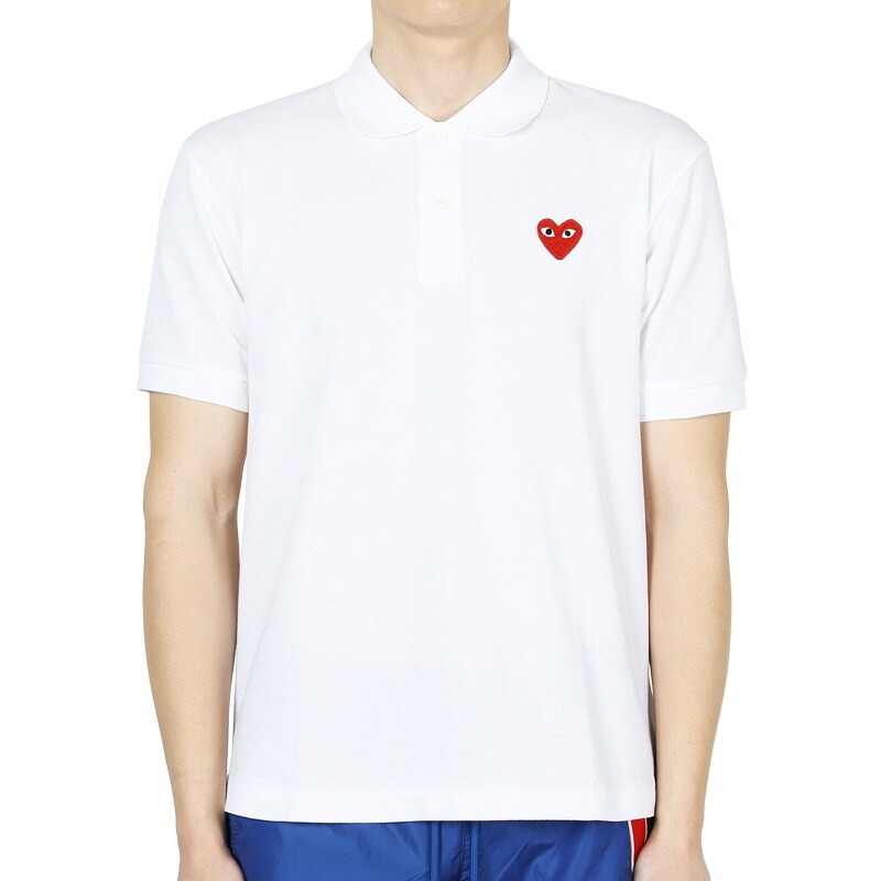 디몬트 꼼데가르송 남성 하트 로고 패치 PK 반팔(화이트) AX-T006 5 - Comme des Garcons
