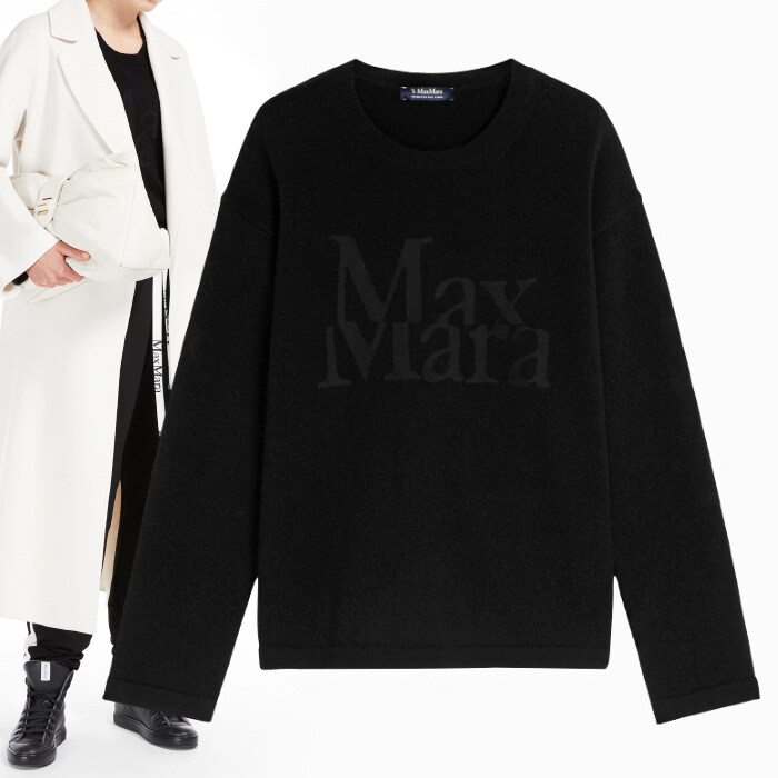 막스마라 AMALFI 007 로고 울 스웨터 블랙 니트 - Max Mara