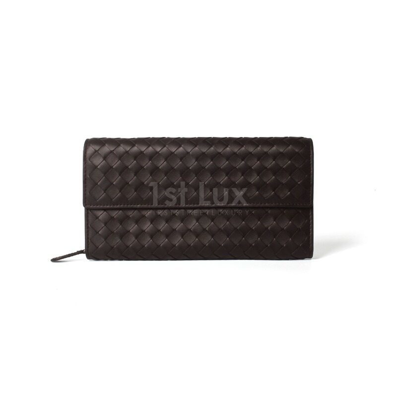 보테가 베네타 인트레치아토 나파 에스프레소 다크브라운 여성 장지갑 150509 V001N 2006 - Bottega Veneta