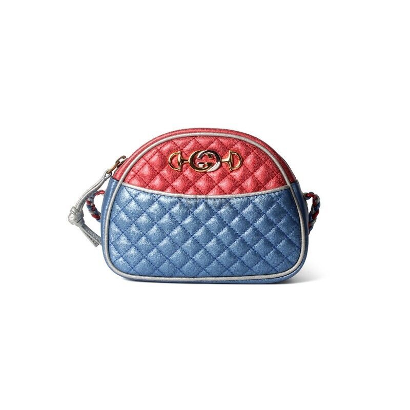구찌 레트로 미니백 라미네이트 메탈릭 펄 레드 블루 크로스백 534951 0U14X 6495 - Gucci