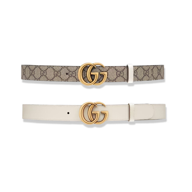 구찌 화이트 베이지 여성 가죽 벨트 65941792TIC9761 - Gucci