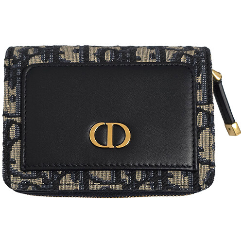 [디올] 오블리크 자카드 몽테인 아카시아스 월렛 베이지블랙 지갑 S2394UTZQ M928 / TEO - Christian Dior