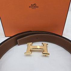 에르메스 H 벨트 버클 & 리버시블 레더 스트랩 32mm & 플래티넘 브러쉬드 골드 하드웨어 누아 골드 H073967CAAA 썸네일 5