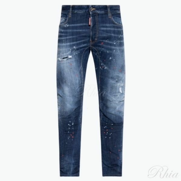 디스퀘어드2 미디엄 이지 레드 스팟 워시 타이디 바이커 진 S74LB1735 S30664 470 - Icon Ibrahimovicxdsquared2