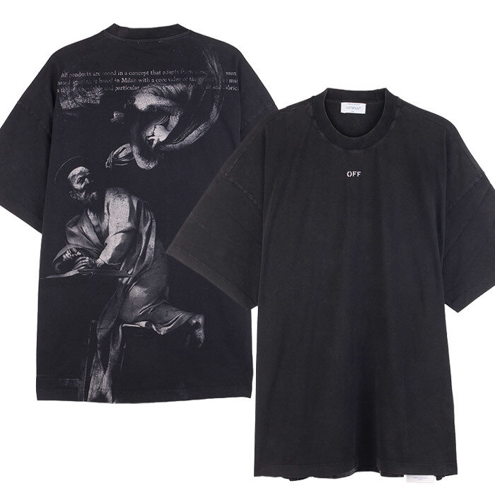 오프화이트 S MATTHEW 오버핏 티셔츠 OMAA161F23JER011 1077 - Off White