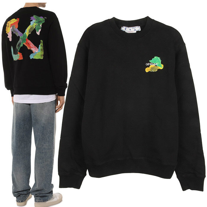 오프화이트  브러쉬 애로우 맨투맨 OMBA057S23FLE001 - Off White