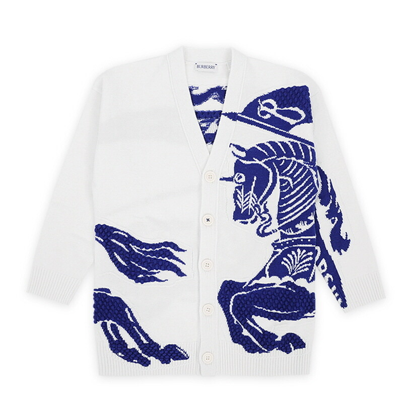 디몬트 24 S/S 버버리 키즈 이퀘스트리안 나이트 인타르시아 니트 가디건(아이보리/블루) 8081459 8,10Y - Burberry