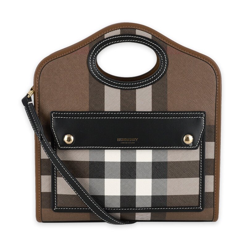 디몬트 23 F/W 버버리 체크 미니 포켓 크로스 토트백(다크브라운) 8071386 A8900 - Burberry