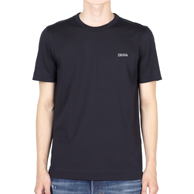 디몬트 에르메네질도제냐 남성 체스트 로고 반팔(네이비) E7360A5 B760 B09 - Ermenegildo Zegna