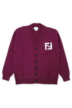 디몬트 24 S/S 펜디 키즈 FF로고 V넥 가디건(버건디) JUG152 AOCH F1MTW 썸네일 3