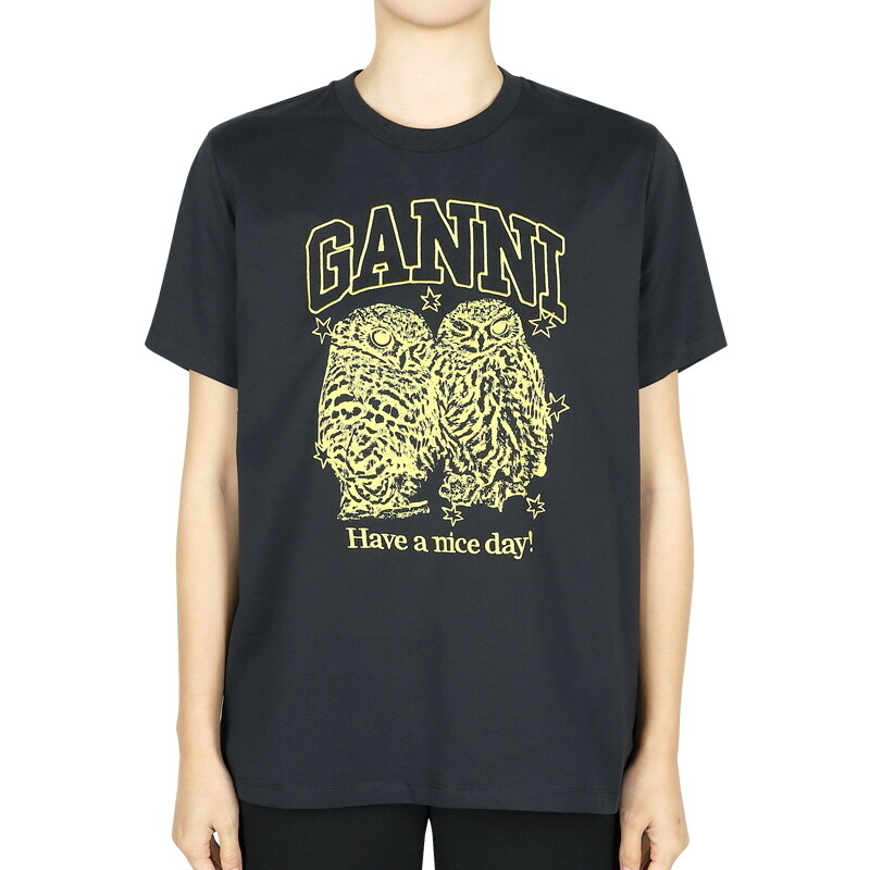 디몬트 가니 여성 OWL 그래픽 반팔(챠콜) T4059 252 - Ganni