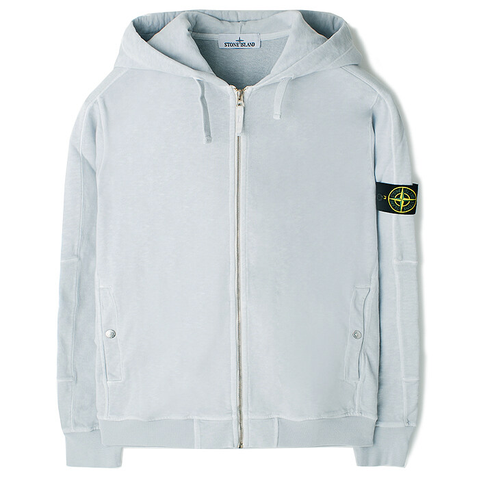 24SS 스톤 워싱 후드 풀집업 스카이블루 801563160 V0141 - Stone Island