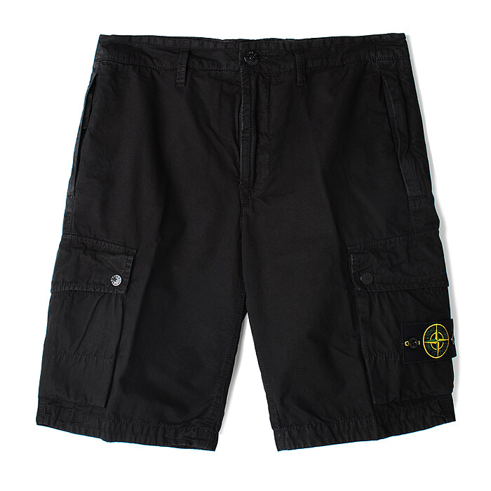 24SS 스톤 와펜 슬림 카고 반바지 블랙 8015L11WA A0129 - Stone Island