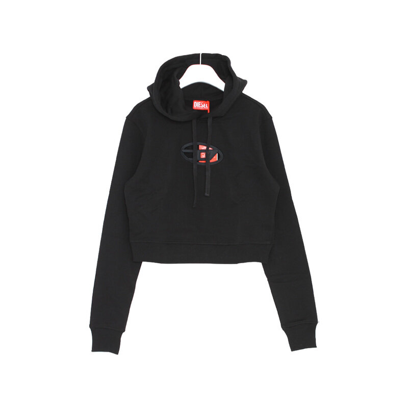 디젤 D로고 컷 크롭 여성 후드 티셔츠 A15714 0GRAC 9XX - Diesel