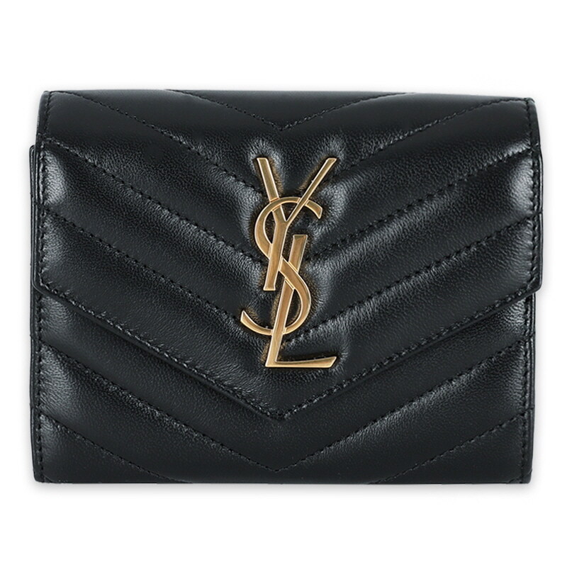 디몬트 24 S/S 생로랑 여성 마틀라세 컴팩트 트라이 폴드 반지갑(블랙) 403943 AAA44 1000 - Saint Laurent