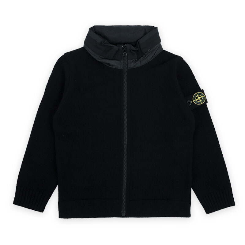 디몬트 23 F/W 스톤 키즈 와펜 패치 하이넥 니트 집업 자켓(블랙) 7916513Z1 V0029 10,12A - Stone Island