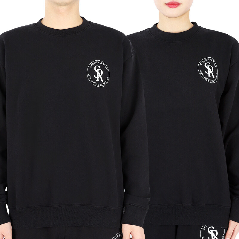 디몬트 23 S/S 스포티앤리치 공용 페이드 크루넥 맨투맨(블랙) S&R CREWNECK FADED BLACK/WHITE - Sporty & Rich