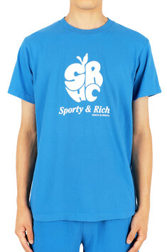 디몬트 22 F/W 스포티앤리치 공용 애플 로고 반팔(오션/화이트) APPLE T SHIRT 썸네일 3