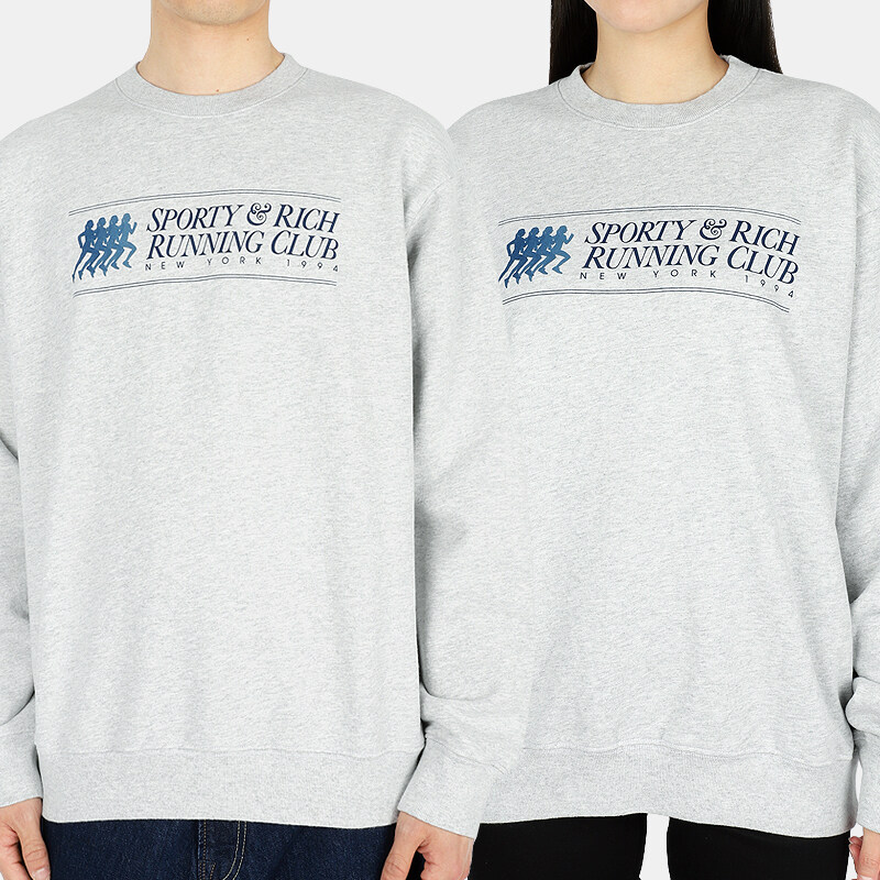 디몬트 22 F/W 스포티앤리치 공용 94런닝 클럽 맨투맨(그레이/블루) 94 RUNNING CLUB CREWNECK - Sporty & Rich