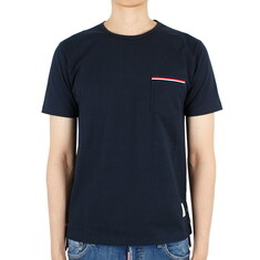디몬트 24 S/S 톰브라운 남성 삼선라인 포켓 코튼 반팔(네이비) MJS010A 01454 415 썸네일 1