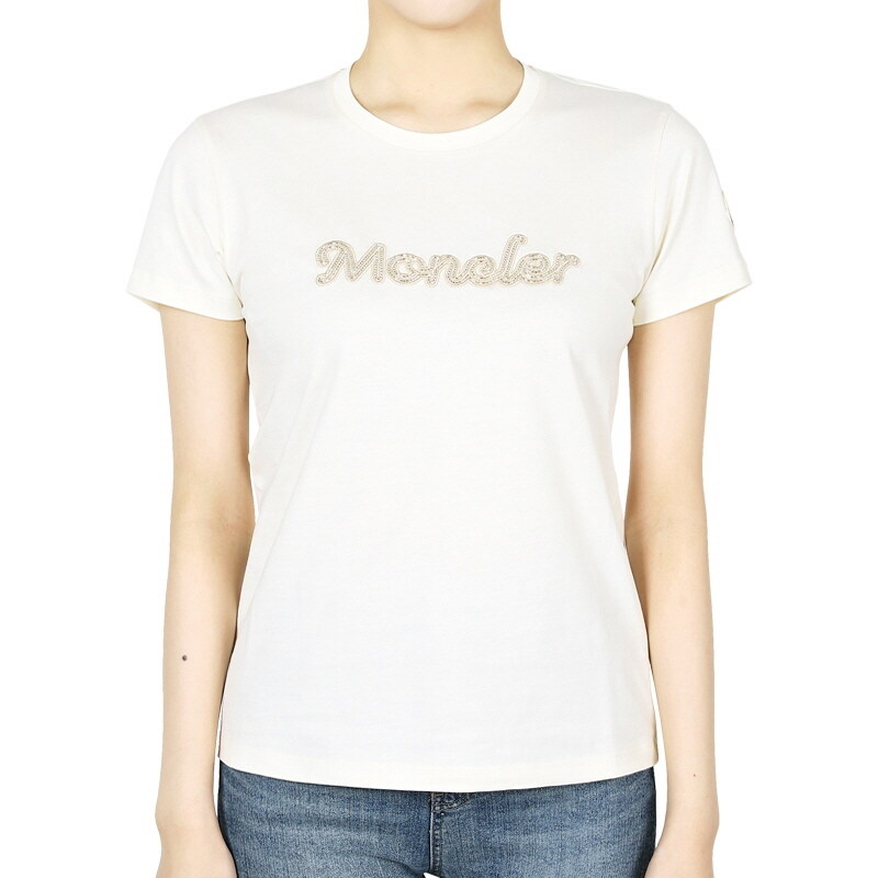 디몬트 몽클레어 여성 펄 로고 디테일 크루넥 반팔(아이보리) 8C00009 89AUO 034 - Moncler