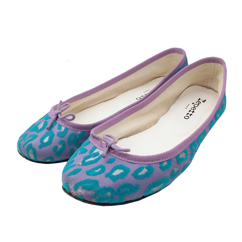 레페토 라벤더 카무플라주 램스킨 플랫슈즈 37반 - Repetto