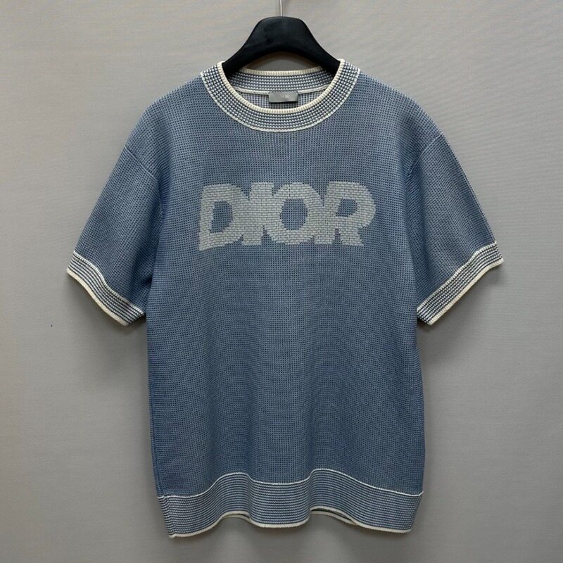 디올 DIOR 로고 코튼 블렌드 트라마토 니트 반팔티 ( 100 )  - Christian Dior