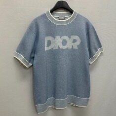 디올 DIOR 로고 코튼 블렌드 트라마토 니트 반팔티 ( 100 )  썸네일 1