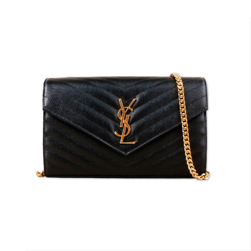 생로랑 카산드라 마틀라세 체인 블랙 금장 377828 BOW01 1000 - Saint Laurent