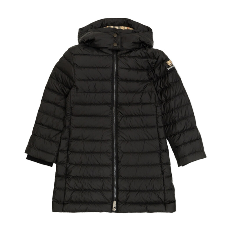 키즈 베어로고 다운 후드 롱 자켓 블랙 8109351 - Burberry