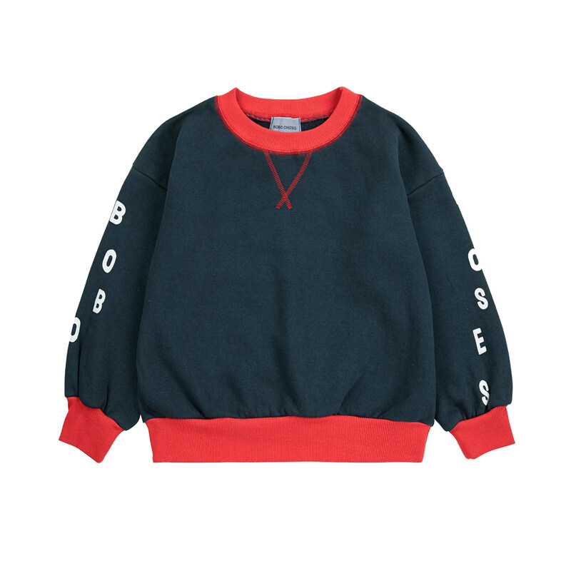 키즈 컬러블록 맨투맨 미드나잇블루 B225AC042 401 - Bobo Choses